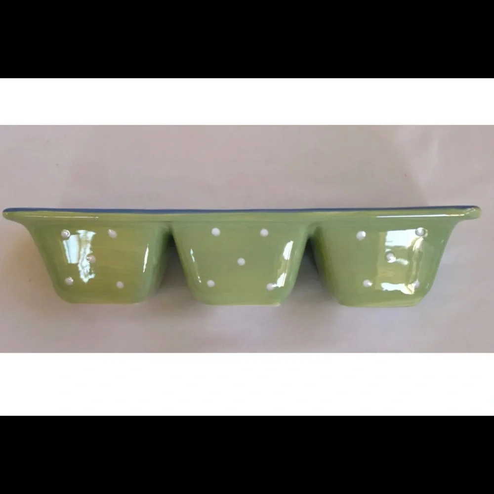 Blossoms and Blooms Divided Dish Blue‎ & Lime Green